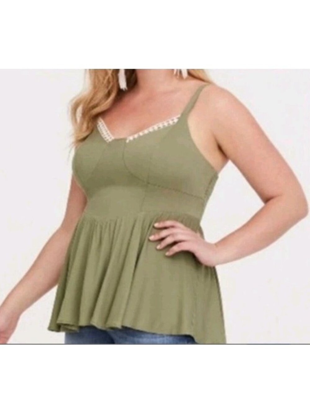 Torrid Peplum Tank Top Summer Casual Size 1X Olive